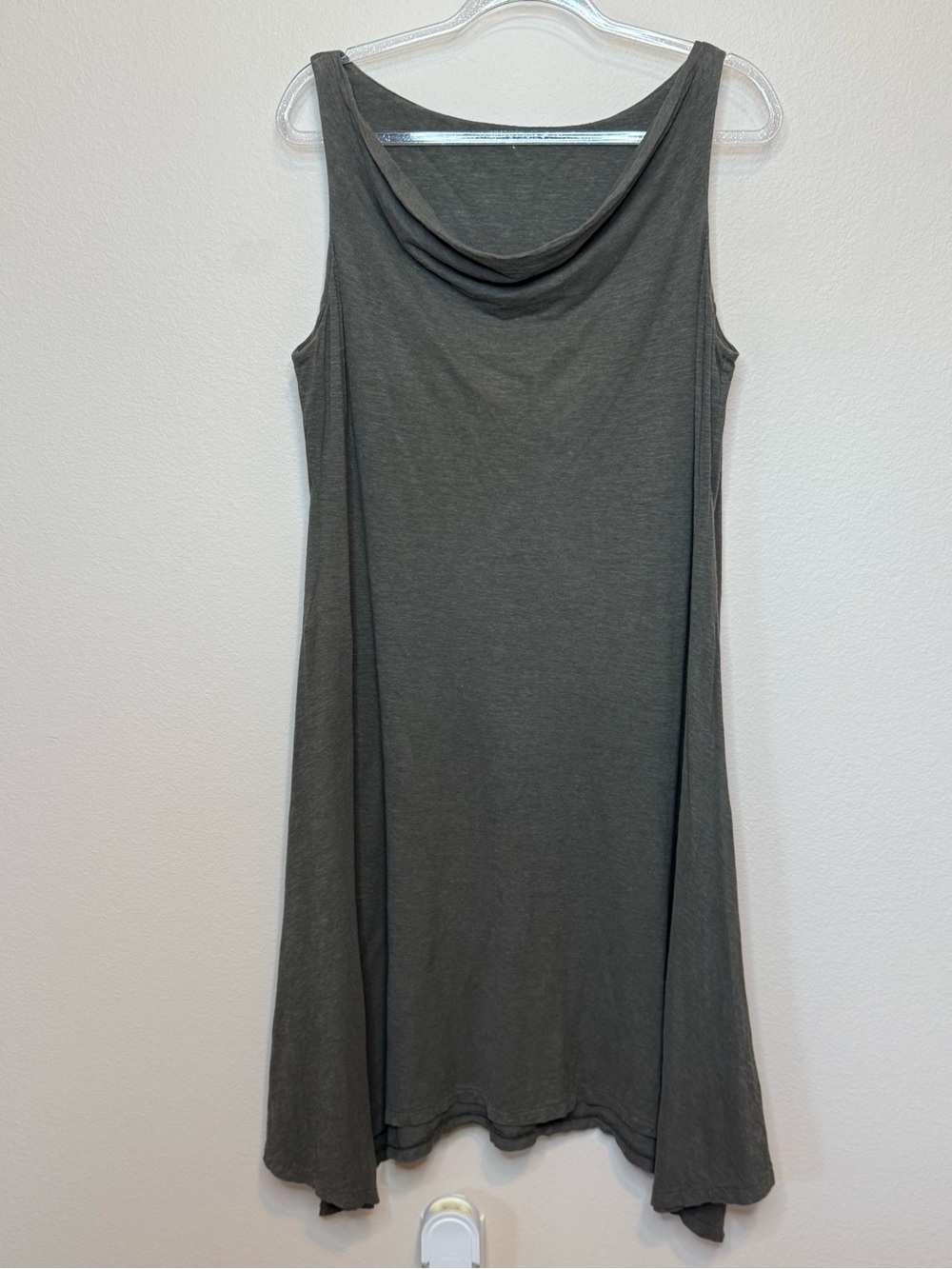 Eileen Fisher Sleeveless Cowl Neck Swing Dress in Charcoal Gray Large